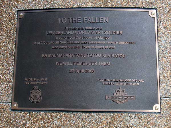 The lower New Zealand plaque