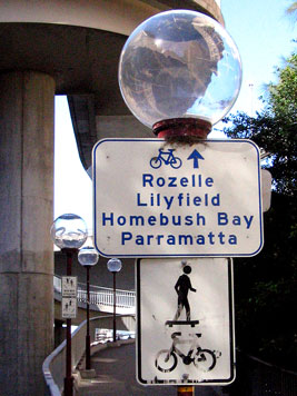 cycling sign to ANZAC Bridge